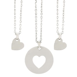 Set de Collares Madre e Hija para compartir Regalo para Mama - Collar dúo Corazón - Set Mama e Hija (adulta o adolescente) - Chapa de Oro Calidad Premium - Elegantia Jewelry (Mamá 2 Hijas, Acero inoxidable)