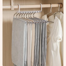 Komost 9-Layer Pants Hangers Space Saving Non Slip | Multifunctional Closet Organizer for Pants, Jeans, Leggings & Trousers, Pant Hangers for Women Men Kids