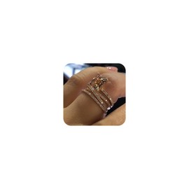 LRGKMCWTOB Sparkling Women Fashion 18K Rose Gold Filled Morganite Ring Cubic Zirconia Topaz Ring Rose Gold Stackable Anniversary Engagement Bridal Ladies Jewelry Size 6-10 (Size 8)