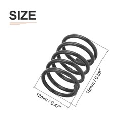 DTGN 1.2x12x15mm(DxODxL) Compression Spring - 20Pack - Good for Machinery - Spring Steel Extension Spring - Black