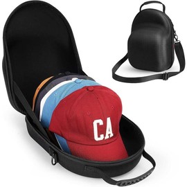 Hat Travel Case, Hard Hat Case for Baseball Caps, Hat Storage for Travel with Carrying Handle & Shoulder Strap, Hat Organizer Protects Up to 6 Hats, Perfect for Travel & Home Storage - Black - Color: Black