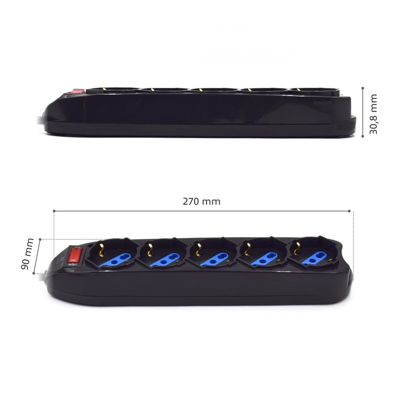 Ewent EW3915 Power Strip 5 Sockets Italian 10/16A + Schuko,