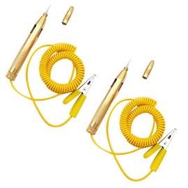 Leloco Pack of 2 Power Tester Pen, Car Voltage Tester with 250 cm Cable, 6-24 V Car and Motorcycle Tester, Diagnostic Tool with Spring Clamp