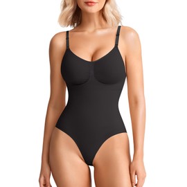 BRABIC Tummy Control Shapewear for Women Seamless Shapewear Bodysuit Body Shaper Waist Trainer Snatched Body Suit(Black, Medium)