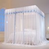 Blue Plaid Lace Bed Mosquito Net (150x200 cm) Steel Frame
