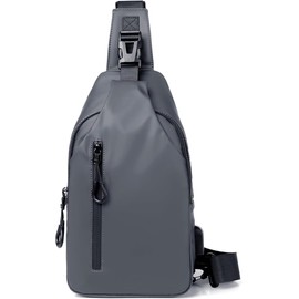 CZ-XING Sling Bag Crossbody Backpack Shoulder Bag for Men,Waterproof Sling Chest Bag Lightweight Sling Rucksack Bag, Outdoor Chest Bag with Anti-Theft Traveling Multi-Pocket, Grey, L