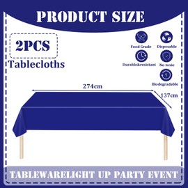 Pack of 2 Disposable Tablecloths Dark Blue Paper Tablecloth Roll Plastic Party Tablecloths 137 x 274 cm Paper Tablecloths Roll Waterproof Tablecloth for Bee Party, Children's Birthday, Weddings,