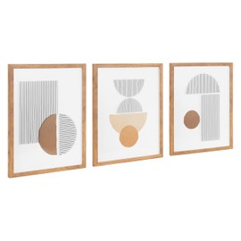 Kate and Laurel Melstone Contemporary Rectangle Mid-Century Geometric Framed Art Set of 3, 16 x 20, Brown, Modern Three-Piece Framed Wall Art for Gallery Wall Frame Set in Living Room Wall Decor