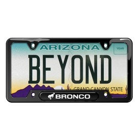iPick Image Compatible with Ford Bronco Black Nameplate Black 50 States Stainless Steel License Plate Frame