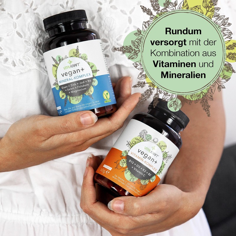 VITALKRAFT Vegan+ Vitamin & Mineral Complex Set, High Dose Capsules