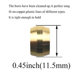 Acoeitl 3/8 Inch Brass Compression Sleeves Ferrules No Burrs Tight Enough Hold Copper Plastic Lines Sturdy Strong Snug Fit for Air Compressor Whirlpool Ice Maker Water Line Tube Adapters 20Pcs