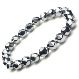 OVER-9 Terahertz Ore Bracelet Star Cut 0.3 inch (8 mm) Genuine Gemstone [7.1 inches (18 cm)