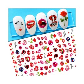 Heart Love Nail Sticker Arrow Valentine Day Love Lock Key Red Lips F768 Nail Wraps Art Stickers Manicure Supplies for Women for Home Nails Full Long Lasting Easy Apply and Remove
