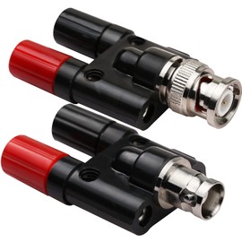 CLDIY BNC Male/Female to 4 mm Dual Female Jack Binding Posts RF Coaxial Splitter Connector Adapter BNC Banana Adapter for RF Radio Antennas, Pack of 2