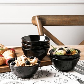 vicrays Ceramic Small Dessert Bowls Set - 10 oz, Set of 6, Microwave, Oven and Dishwasher Safe, for Rice, Ice Cream, Soup, Snacks, Cereal, Chili, Side Dishes etc, Kitchen Bowls Set, Black