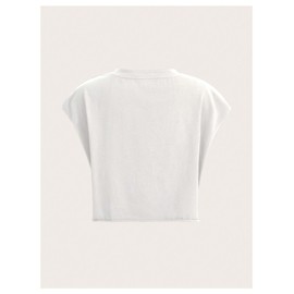 RoseSeek Women's Plus Size Cherry Print T Shirts Crew Neck Cap Sleeve Y2k Summer Tops Streetwear White XX-Large Plus