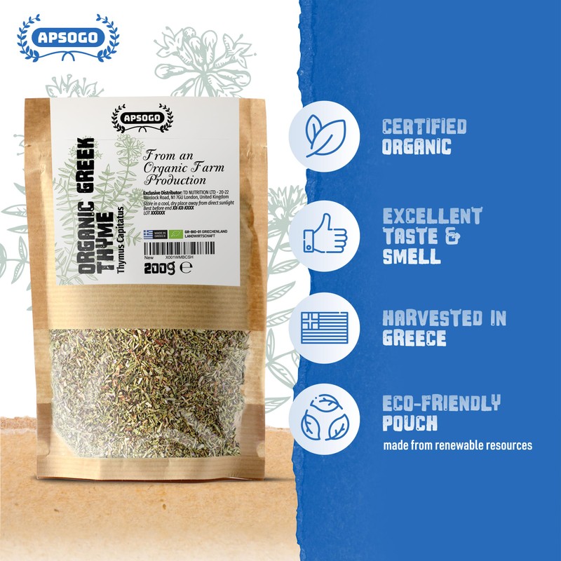 Apsogo Thyme - Dried Organic Thyme from Greece - Premium