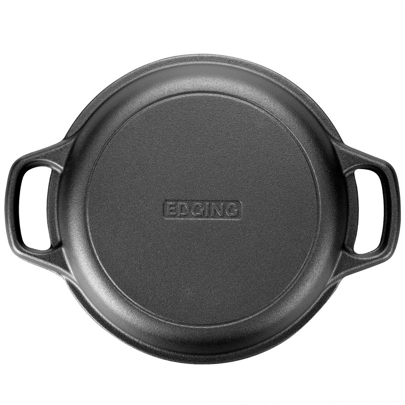EDGING CASTING Pre-Seasoned Cast Iron Dutch Oven Pot with Skillet
