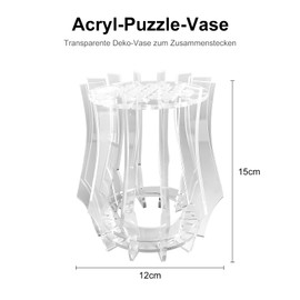 Cowess Puzzle Vase for Flowers Holder, Acrylic Container for Floral Arrangements, Creative Flower Stand, Orchid, Tulips, Bouquet Kit, Vase for Tables (Transparent)