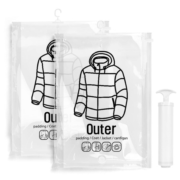 Clothes Compression Bag, Hangable, 3D Design, Set of 2, Includes