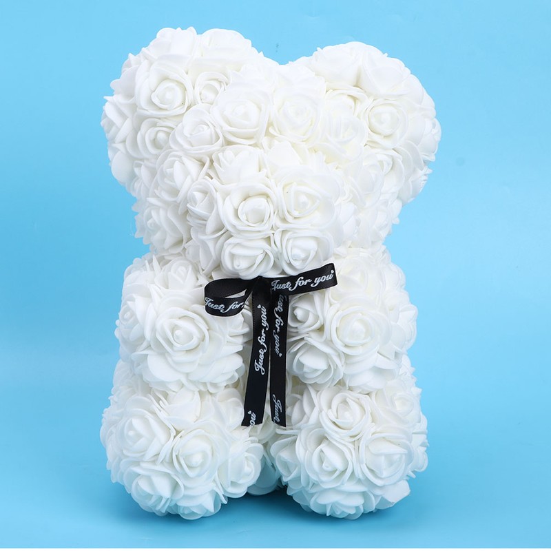 Unique Cute Bear Shape Simulation Artificial Rose Flower with Bowknot
