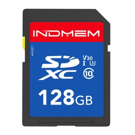 INDMEM SD Card 128GB - SDXC UHS-I Memory Card with High Speed up to 90M/S，C10, U3, V30, Full HD & 4K Video Compatible with Digital Camera, HD Camcorders, DSLR and PC