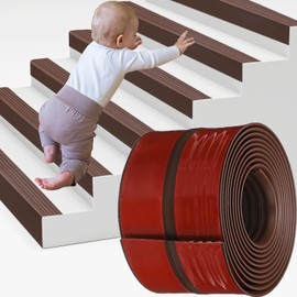 Stair Nosing Edge Trim,9.8 Ft Non-Slip Step Edge Protector,Rubber Edging Guard Self Adhesive,Vinyl Stairway Nose Molding for Outdoor & Indoor 118 inches