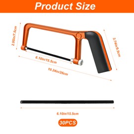 Kleine Metallsäge, Hand Bügelsäge, Mini Handsäge, Hand Sägen für Metall Holz Kunststoff, mit 30 Austauschbarem Sägeblättern