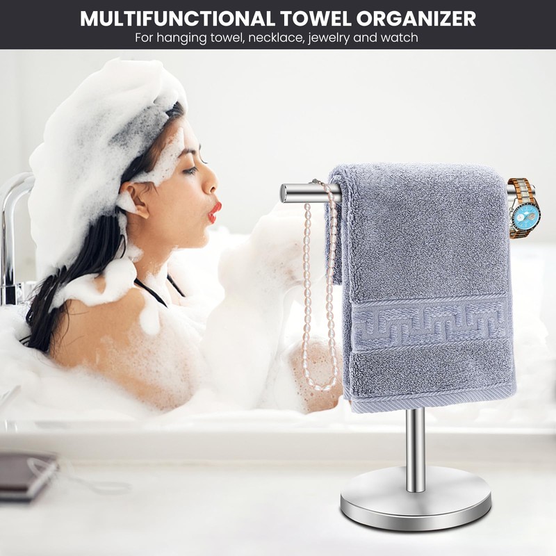 Zitalupy T-Shape Bath Hand Towel Holder Stand, Stainless Steel Free