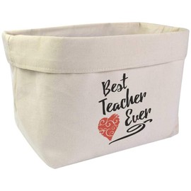 Large 'Best Teacher Ever With Red Heart' Canvas Organiser/Storage Bag (OR00032473)
