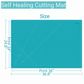 AMASEWART 24"x36" Self Healing Cutting Mat, Sewing Mat for Crafts, Double Sided 5-Ply Table Cutting Board for Fabric Quilting Leather Modeling Hobby Project, Turquoise
