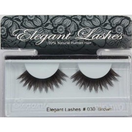 Elegant Lashes #030 Brown - Professional False Eyelashes (100% Natural Human Hair)
