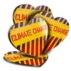 4 x Heart Coasters - Climate Change Warning Sign Cork