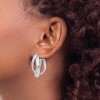 Unbranded 26mm Sterling Silver Polished and Textured Fancy Hoop Earrings