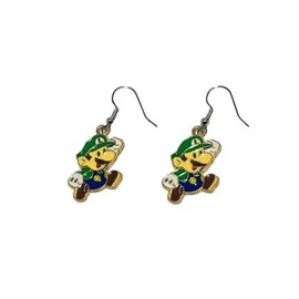 Baby Luigi Game Character Metal Enamel French Wire Earrings