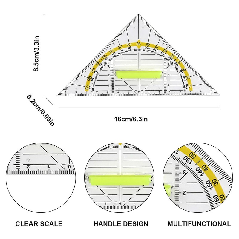 Set Square with Handle, 16 cm Set Square Made of