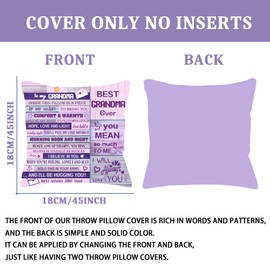 Bommex Grandma Gift from Granddaughter Grandson Grandmother Nana Grandma Cushion Cover Throw Pillow Cover Grandma Birthday Gift Thanksgiving Gift (GRANDMA)