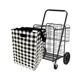 Two Lumps of Sugar Jumbo Shopping Cart - Best Foldable, Collapsible Grocery Carts with Wheels, 99 lbs. Capacity, Durable and Portable for Home Use, Ideal for Groceries and Laundry