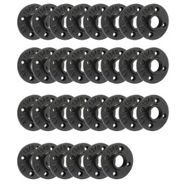 1" Black Painted Floor Flange, Home TZH 30 Pack Malleable iron Pipe Flange for Industrial vintage style, Flanges with Threaded Hole for DIY Project/Furniture/Shelving Decoration (30, 1 Inch)