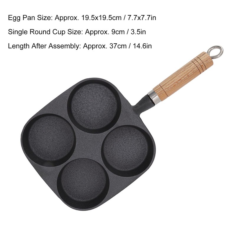 Iron 4 Cup Omelette Pan Non Stick Frying Egg Tool