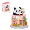 WULOBOOI Street View Bookstore Mini Building Blocks,872 Pieces Cute Panda