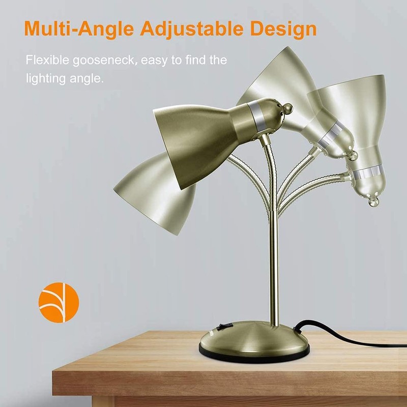 LEPOWER Metal Desk Lamp, Adjustable Goose Neck Table Lamp, Eye-Caring