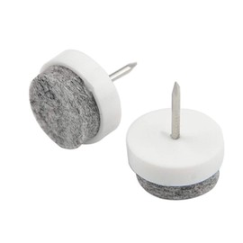 TOVOT 32 PCS 13/16"(18mm) Felt Nails for Furniture Chair and Table Round Heavy Duty Nail-on Felt Pads for Hardwood Floors(White)