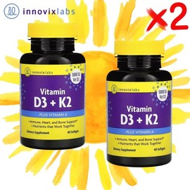 1+1 Inovics Labs Vitamin K2 D3 60 tablets Vitamin A MK7 MK4, 2 pcs / 1+1 이노빅스랩스 비타민 K2 D3 60정 비타민A MK7 MK4, 2개