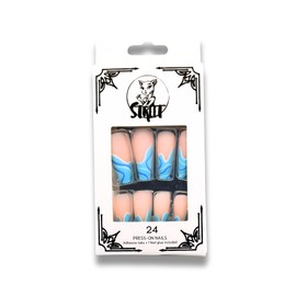 StreetKitty Press On Nails, Artistic Play Collection, Artistic Press-On Nails, 24pc Fake Nails Kit, Press on Nails, Nail Arts (Wave, X Long Square)