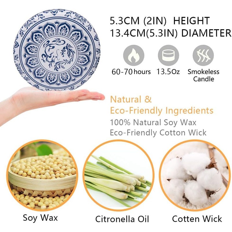 Citronella Candle Outdoor Large 3 Wick 13.5oz Soy Wax Candle