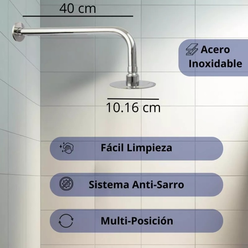 CNX Regadera Redonda De 4 Con Tubo De 40 Cm,