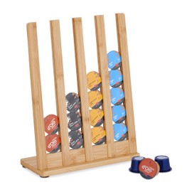 Relaxdays Capsule Holder for Cafissimo Coffee Capsule Holder for 28 Capsules, Bamboo Capsule Stand, HBT: 34.5 x 26 x 11 cm, Natural