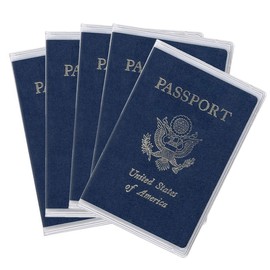 Arsmat 5 Pack Clear Passport Cover, Clear Passport Holder Travel Document Organizer, Plastic US Passport Hold