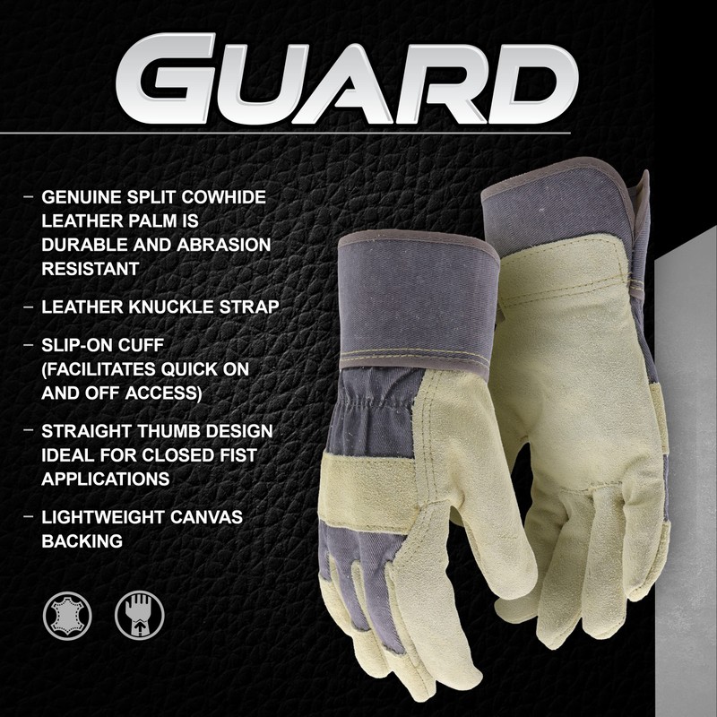 Boss Women's Guard Split Cowhide Leather Palm Work Gloves, Extended
